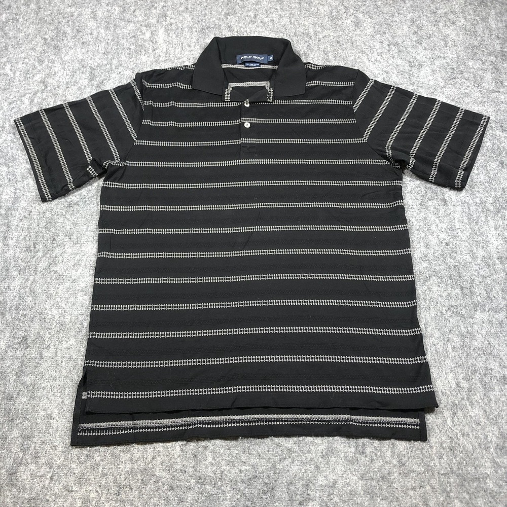 Polo Golf Ralph Lauren Polo Shirt Mens M Black Stripe Pima Cotton Golf Knit